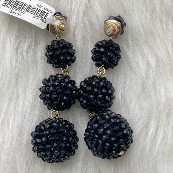 J. Crew Pave Resin Earrings Navy Blue - New - Picture 3 of 6